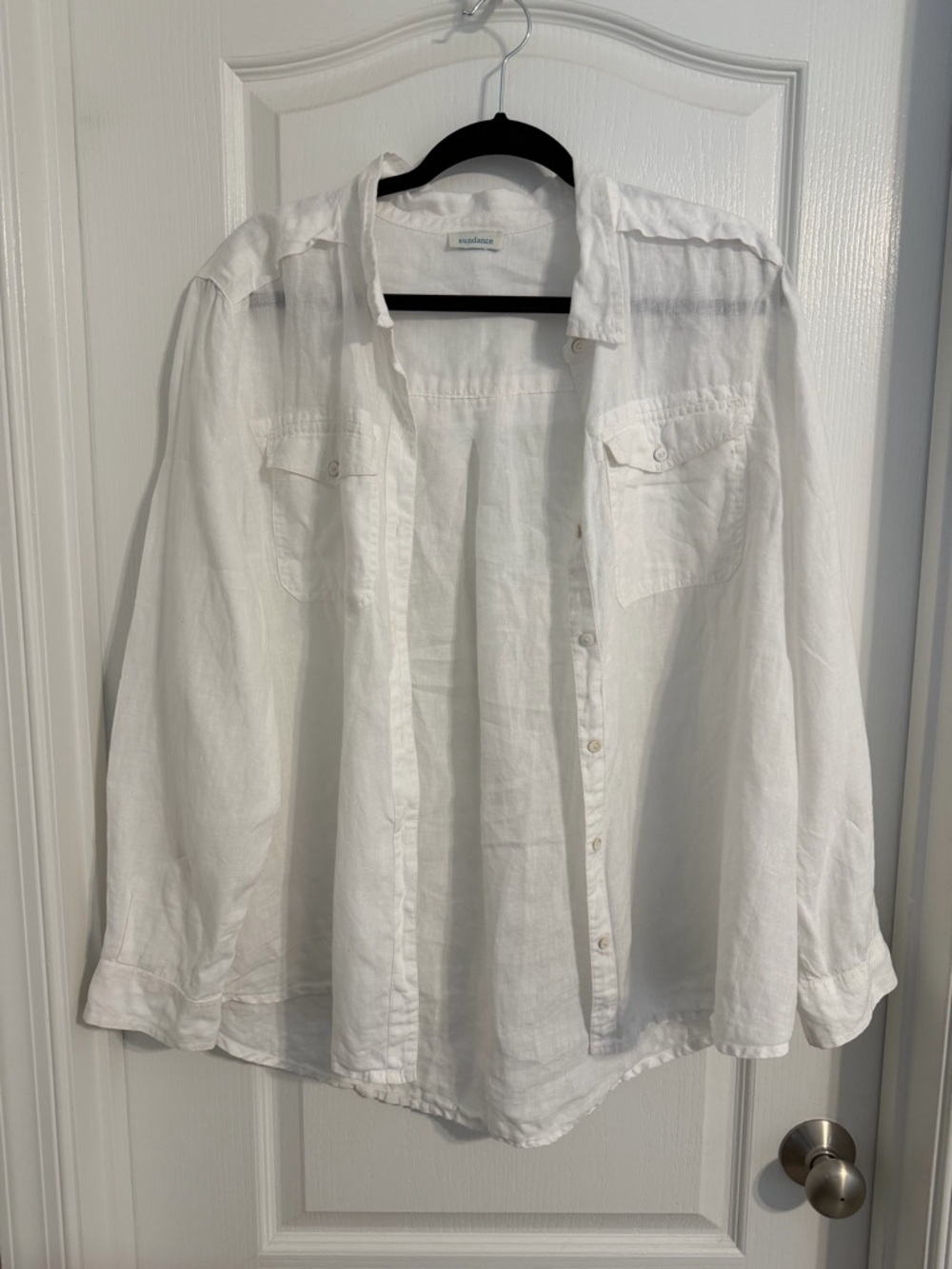 Sundance White Women’s 100% Linen Button-Down Shirt L